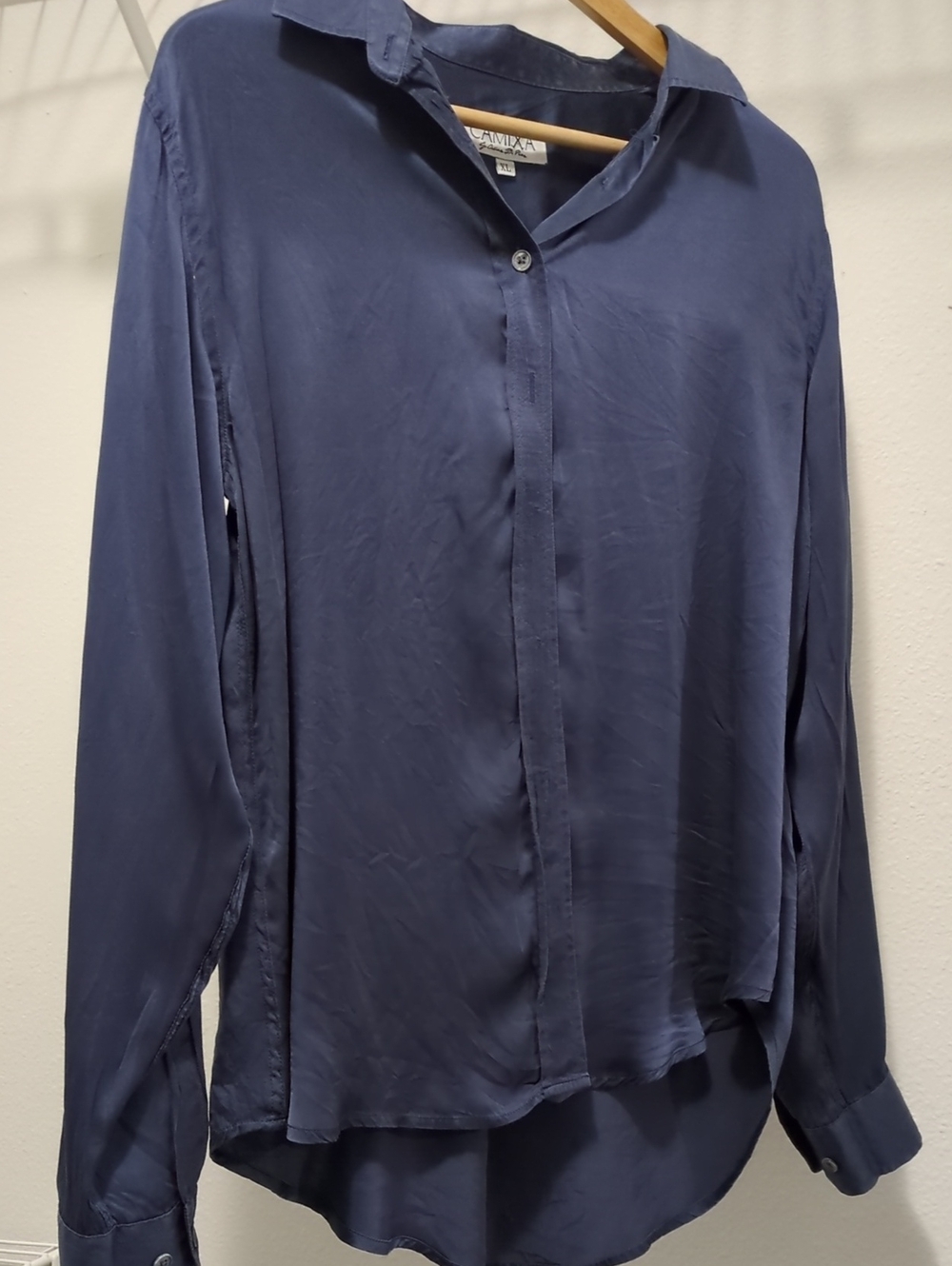 Navy Long-Sleeve Dress Shirt - Classy